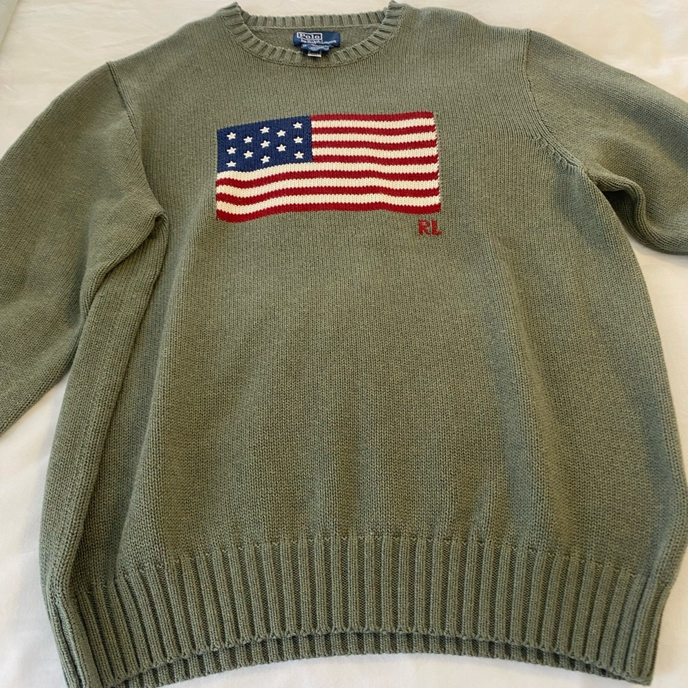 Polo by Ralph Lauren Sage Green Flag Sweater